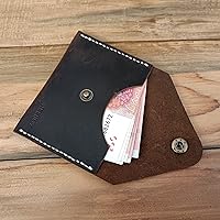 Vista 7 de Handmade Business Credit ID Card Case Card holder Pocket Credit Card Holder Slim Wallet Leather front pocket Wallet