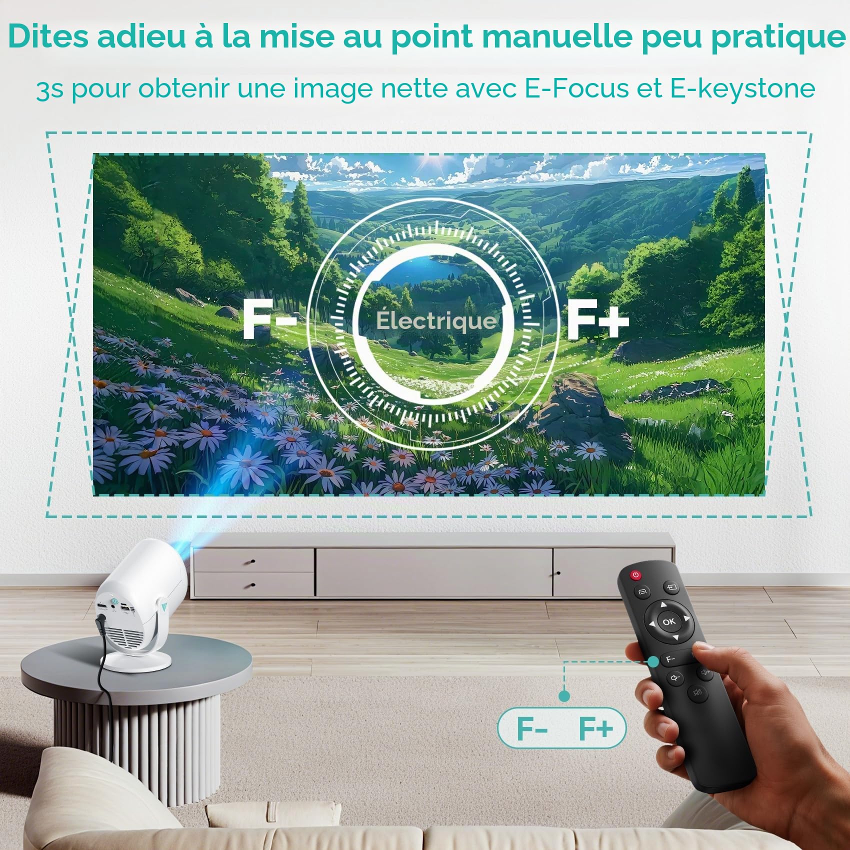 【Focus Électrique/270° Rotation】Mini Projecteur WIFI 6 et Bluetooth 5.4, 4K 1080P Full HD, Nasin Videoprojecteur Portable, Projecteur 200 Pouces 15,000L Home Cinéma pour Phone/TV Stick/HDMI/USB/Type C