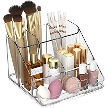 Ettori Makeup Organiser Cosmetic Dressing Table Organiser with 6 Compartments for Cosmetics Skincare Jewellery Transparent Acrylic
