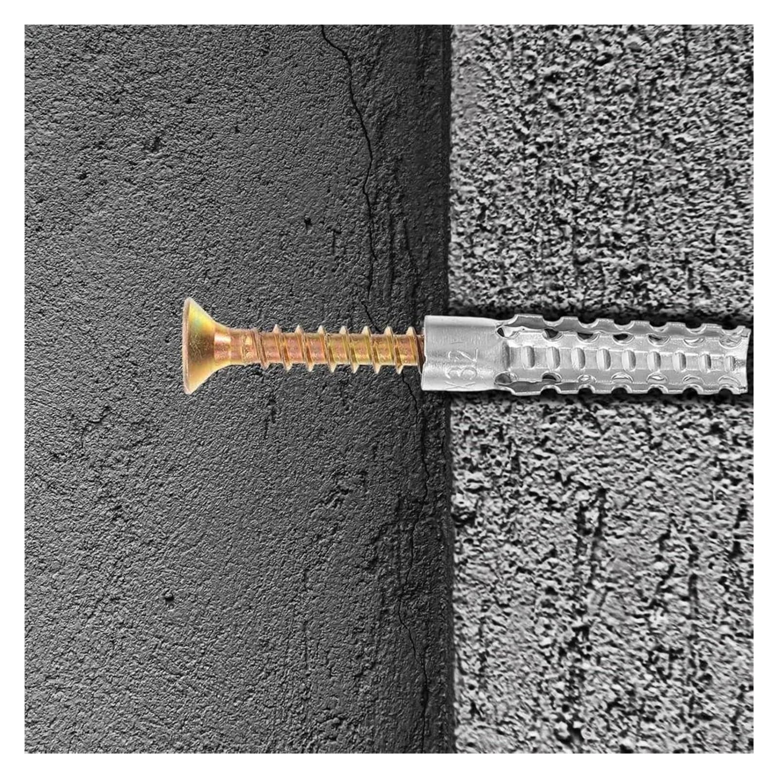 Anclaje Pared Expansión autorroscante de metal | Clavos de tubo Tornillos de pared dentados Sujeciones Perno Concreto(M8 100Sets)