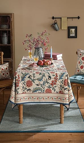 Miniatura 8 de patdrea Mantel con patrón de lino francés, suave y duradero, mantel floral de diseñador para mesa de cocina y comedor para mesas rectangulares para