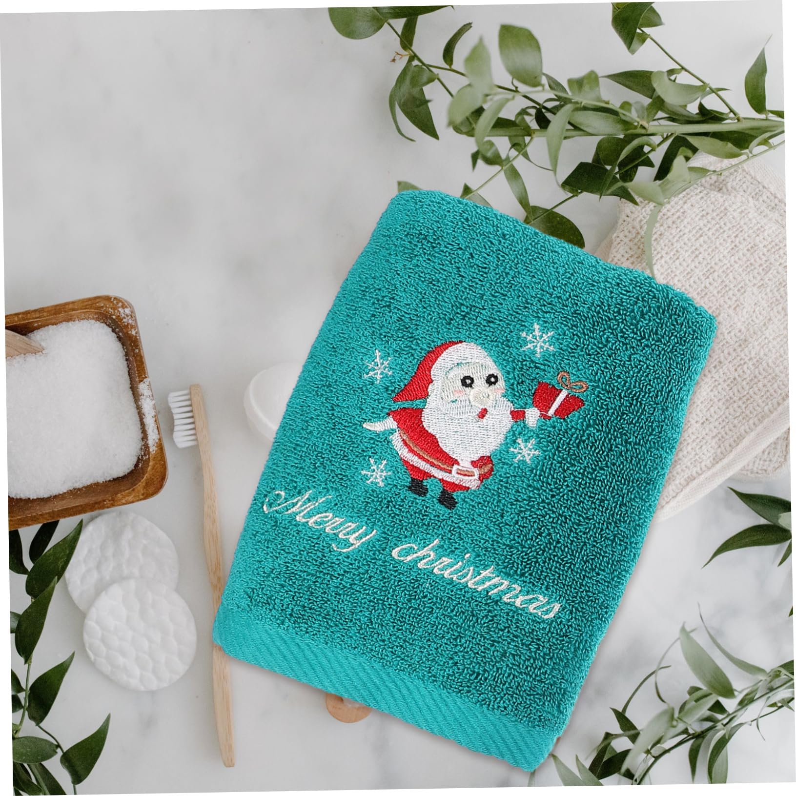 Cabilock 5 Juegos Suministros para Fiestas Navideñas Toallas Paños De Baño Lavadora Trajes Navideños Paño De Baño Algodón 3 Piezas * 5