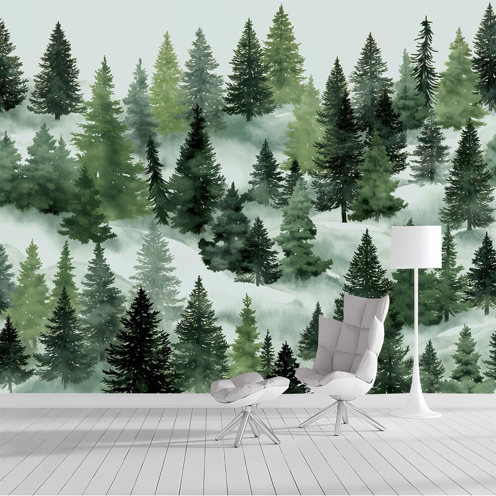 Soie de mural forêt de pins papier peint panoramique haut de gamme