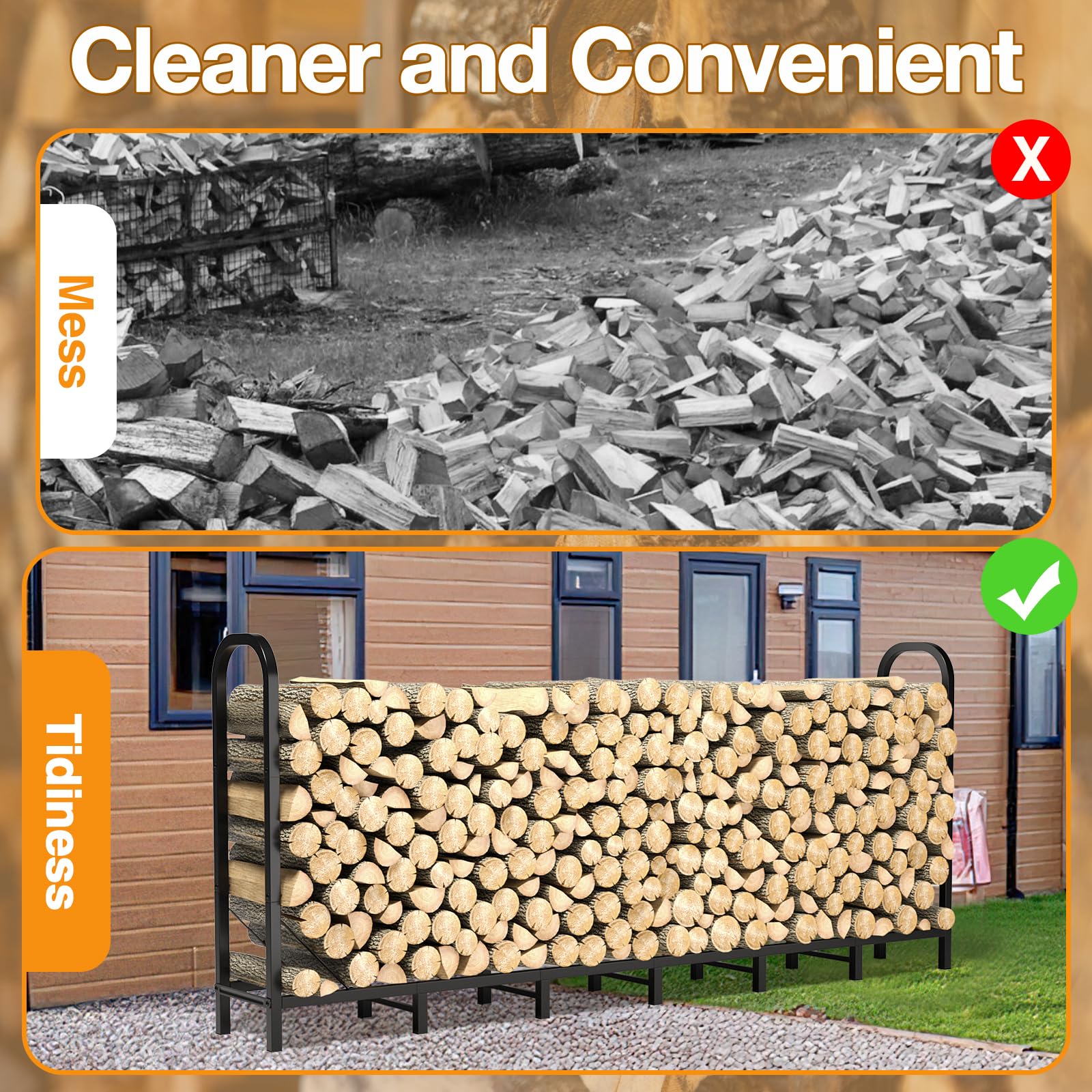 Adjustable Firework Racks Snapklik.com : GREENER 8x4FT Heavy Duty Firewood Rack - Outdoor ...