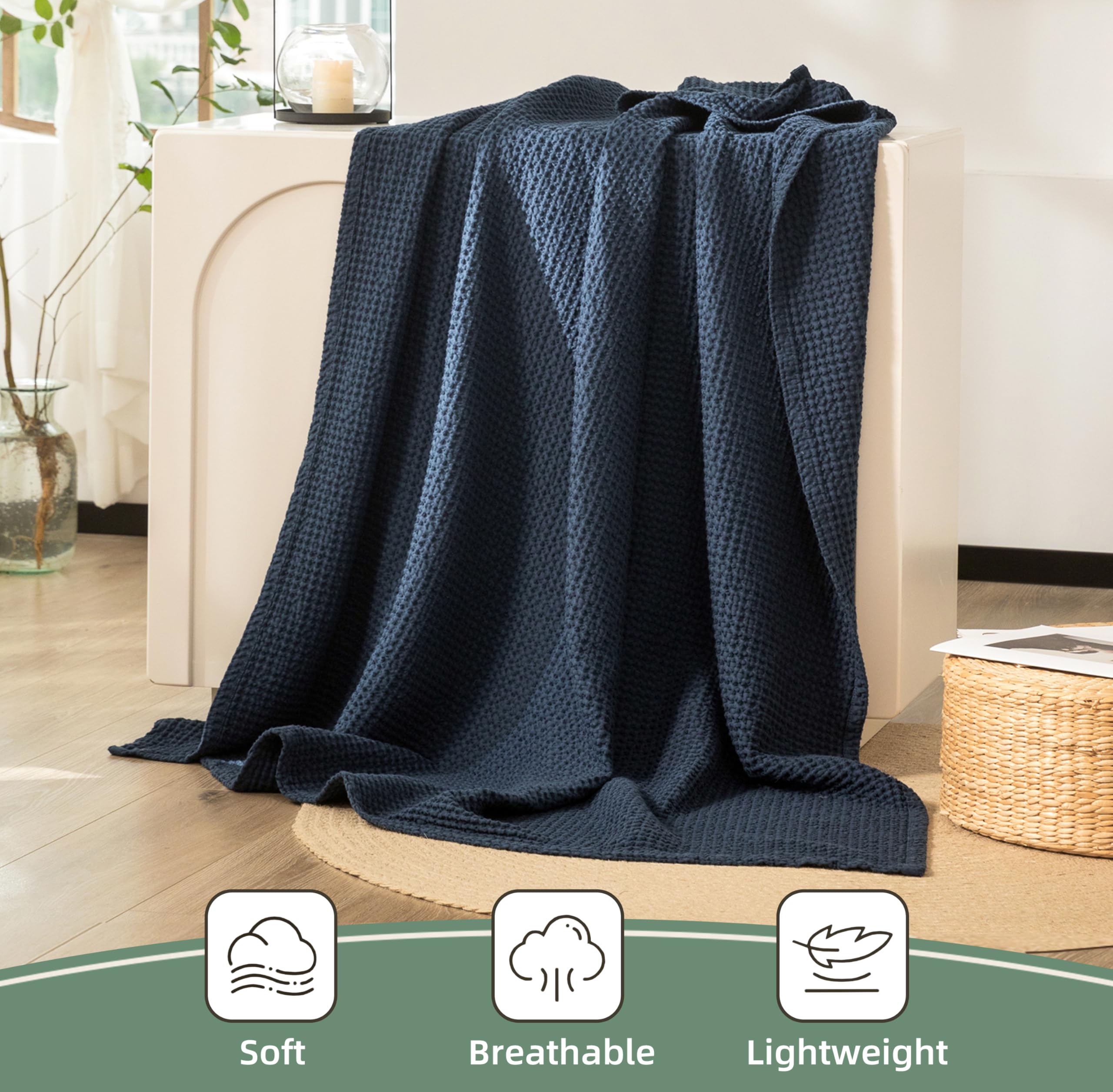 CHUFFED 100% Cotton Waffle Blanket 270x230cm Soft Lightweight Throw Blanket for All Season- Perfect Blanket Layer for Couch Bed Sofa - Image 4