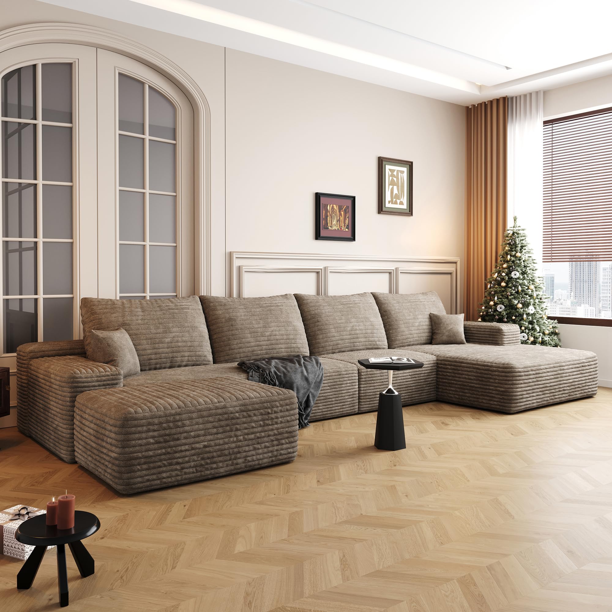96" Sectional Couches for Living Room Cloud Couch Sofa with L-Shape Upholstered Boneless Couchs Modern Modular Sectional Couch with Chaise