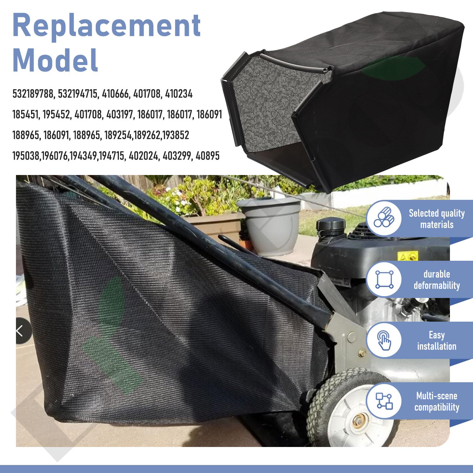 Braveboy 532410666 532194715 - Bolsa de césped compatible con Husqvarna, Craftsman, Poulan 583400801 582269001 411060 402291 532189788 402024