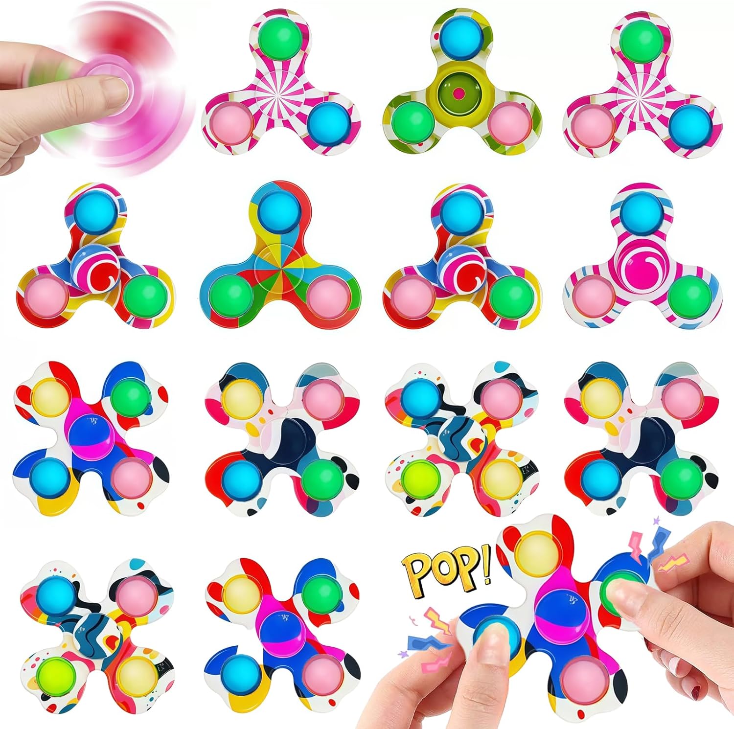 Sezua Fidget Spinner Sensory Toys – 36 Pack Fidget Spinners for Kids Adults, Gifts for Christmas Birthday, Anxiety Stress Relief, Goodie Bag Stuffers, Party Favors for Boys Girls Age 3-12 (Random)