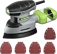 WORKPRO 1.6Amp Detail Sander, 13,000 OPM Compact Power Sander with Dust Collector & 15 Sandpapers for Woodworking Tight Spaces