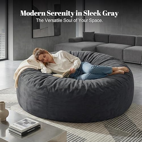 Vista 4 de Codi - Silla de Puf Grande Gigante con Relleno Incluido, 5 Pies - Sillas de Puf Grandes y Cómodas para Adultos - Funda de Mink Vinculado Lavable a