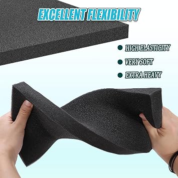 Black Packing Foam Sheets- 8PCS Cuttable Polyurethane Foam Pads Polyurethane Cushioning Inserts Black Foam Board for Packing Cases and Crafts- 16 X 12 X 1 (8)