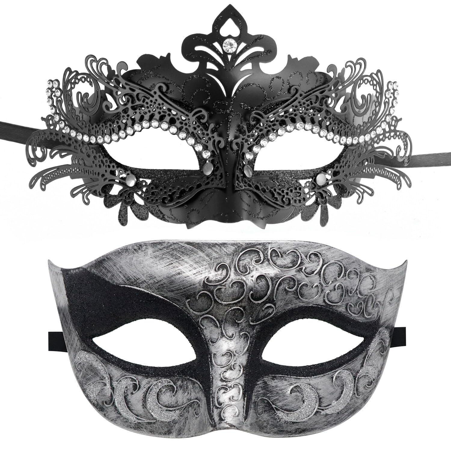 Coddsmz Couple Masquerade Mask Set - Venetian Party Mask - Halloween, Mardi Gras, Wedding - Unisex Adults - Metal, Plastic โ image 1