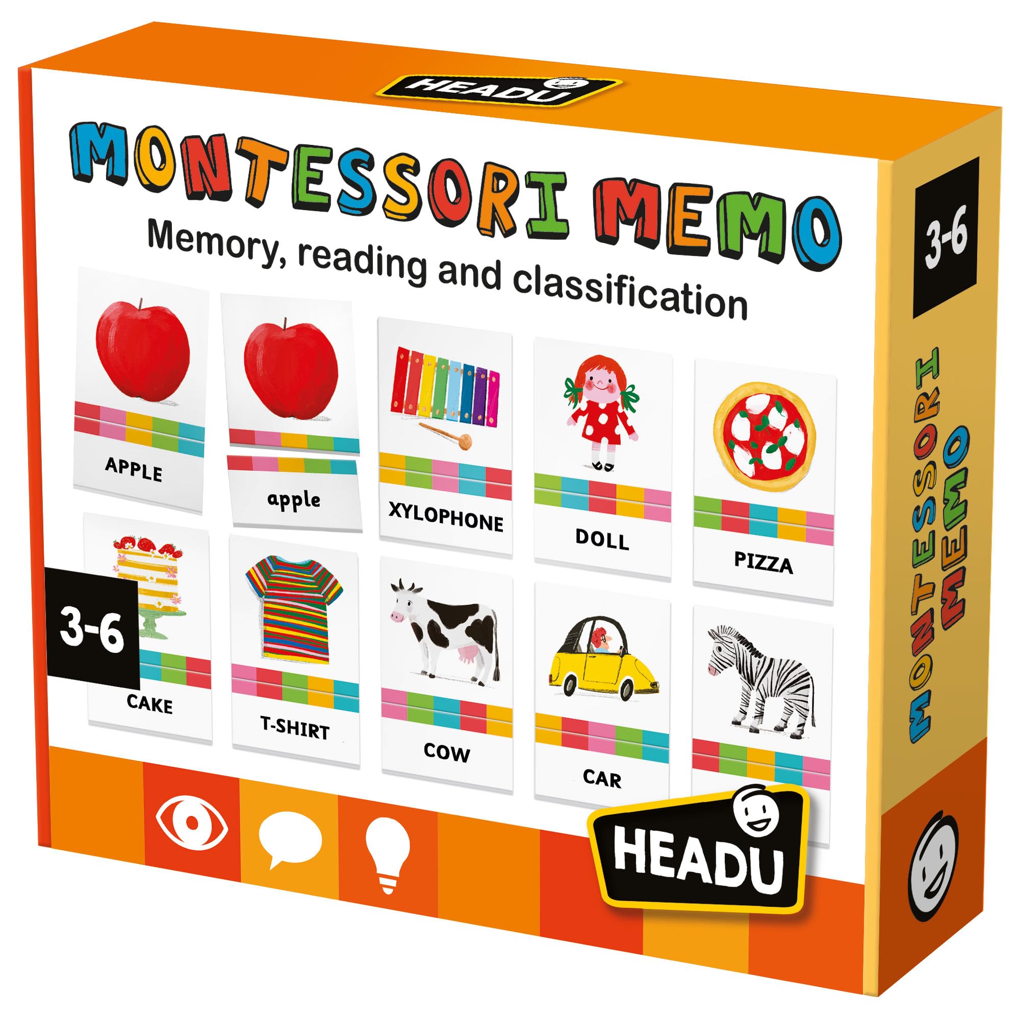 Headu - Montessori Memo, Learning Games, Toddler Learning, Flash Cards for Kids, Educational Games, Memory Skills, Reading, Logic, Age 3-6 Years