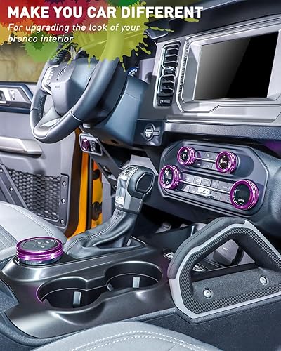 Miniatura 23 de Savadicar CKT01 Billet - Juego de molduras de perilla de control de aluminio, faros/4WD/HVAC, biseles de anillo de perilla de control climático, Rojo