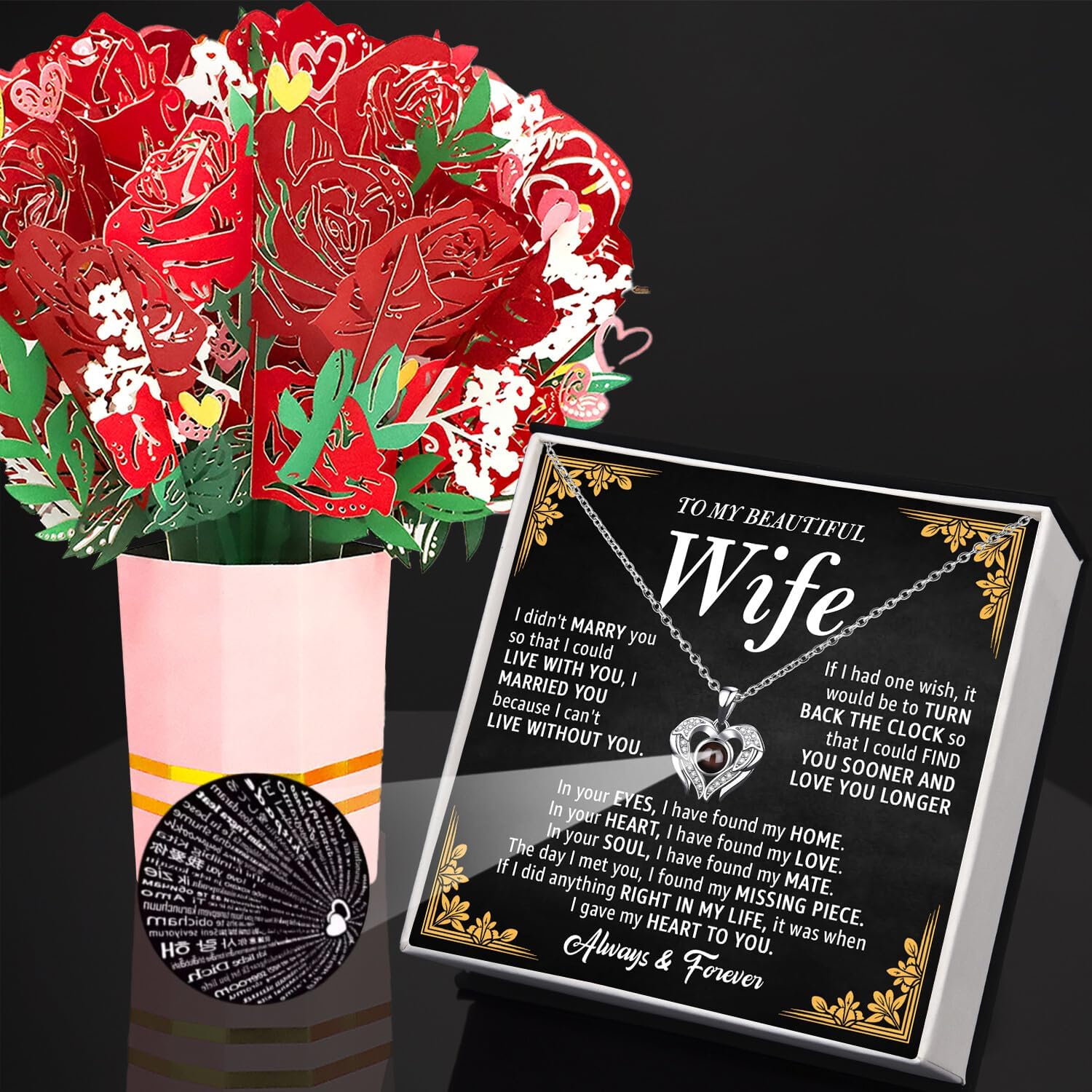 To My Beautiful Wife Necklace from Husband – A Heartfelt Expression of Love & Appreciation – Romantic Anniversary, Birthday, Christmas, Valentine’s Day Gift for Wife - Image 5