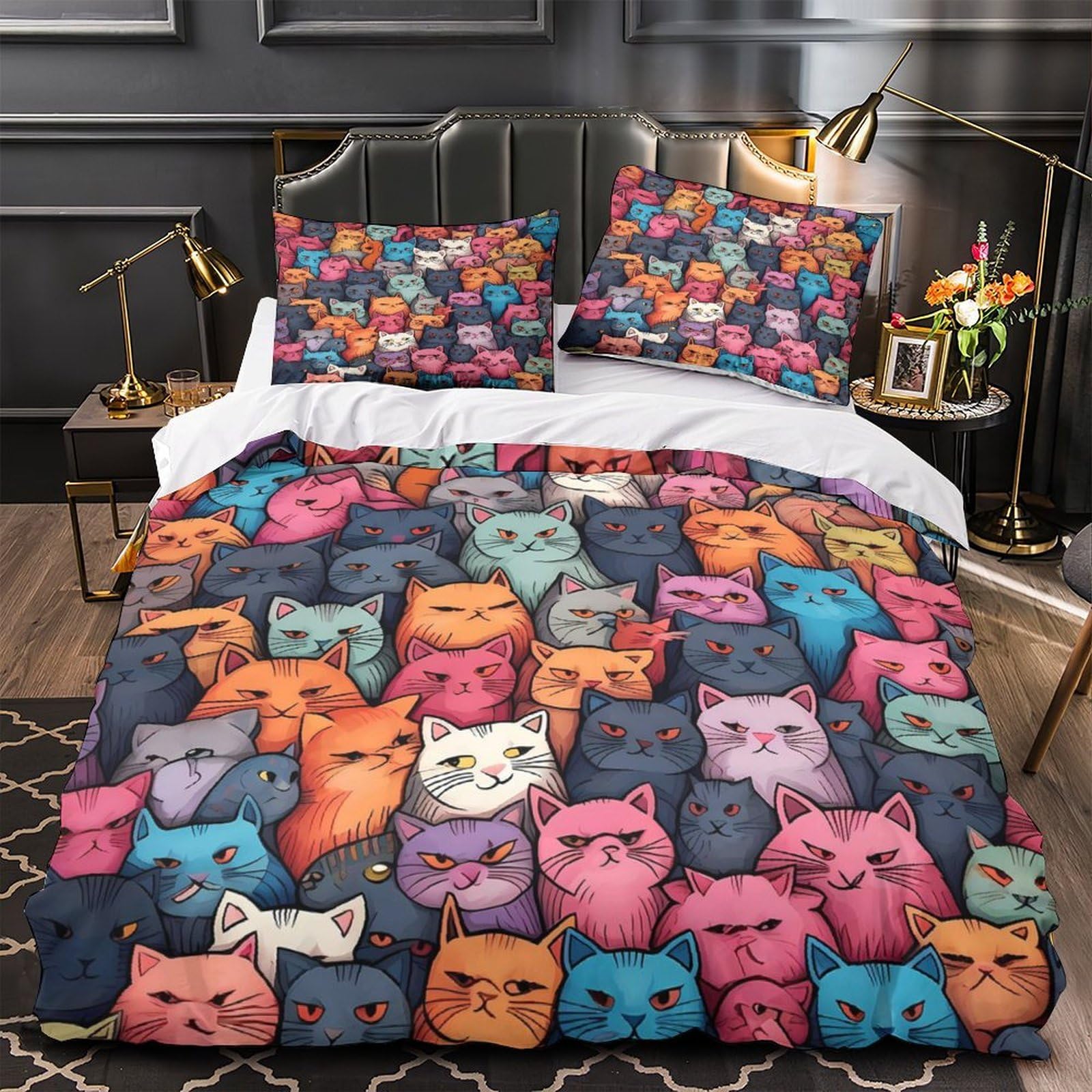 Housse de couette 220x240 art de la vapeur de café pour lit king size doux