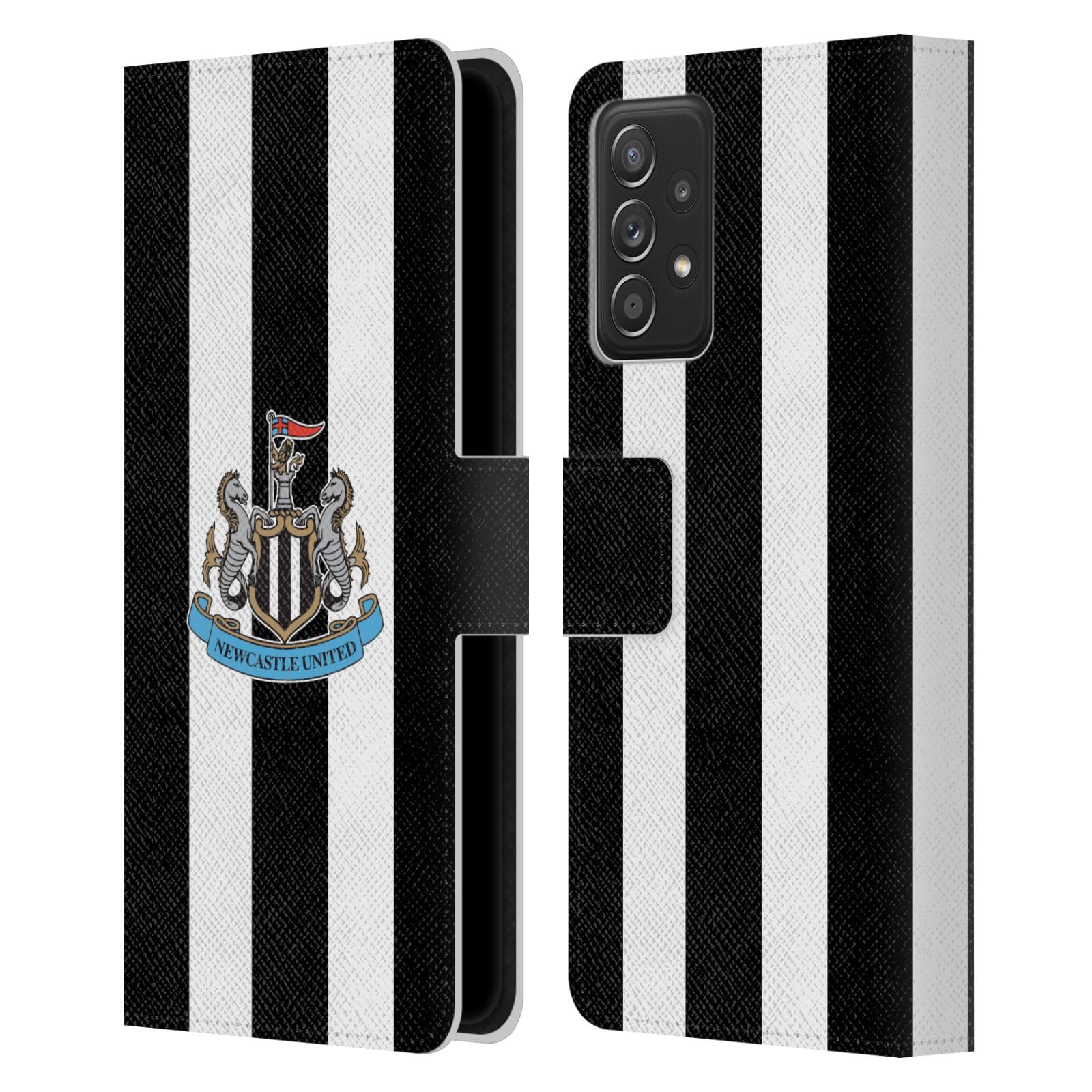 Head Case Designs Officially Licensed Newcastle United Football Club Stripes Crest Leather Wallet Case Compatible With Galaxy A52 / A52s / 5G (2021)