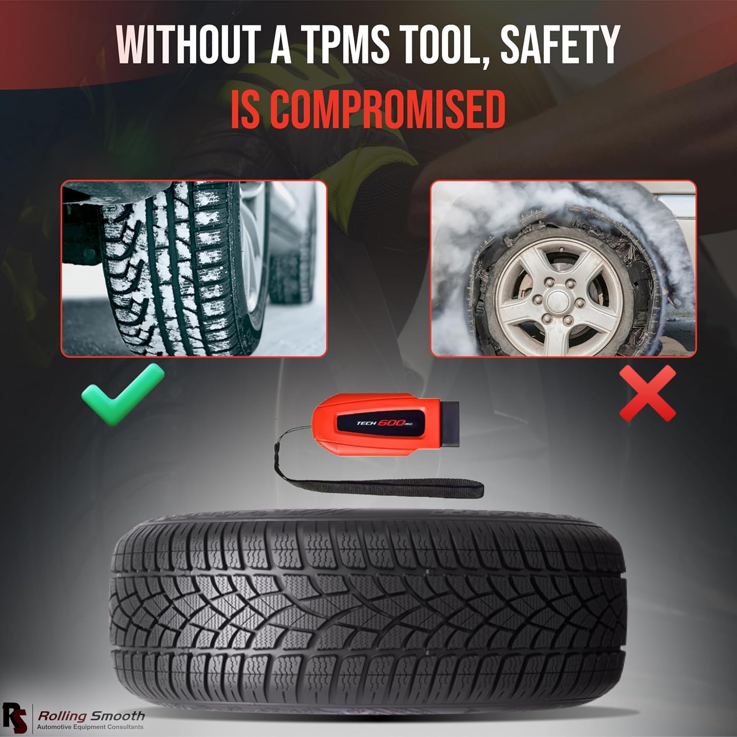 Tech600PRO TPMS Tool Kit - TPMS Programming Tool for Wireless Updates, Tire Sensor Programmer Connect with 2.4 GHz WiFi, OBD 2 Scanner for Tire Pressure Monitoring System