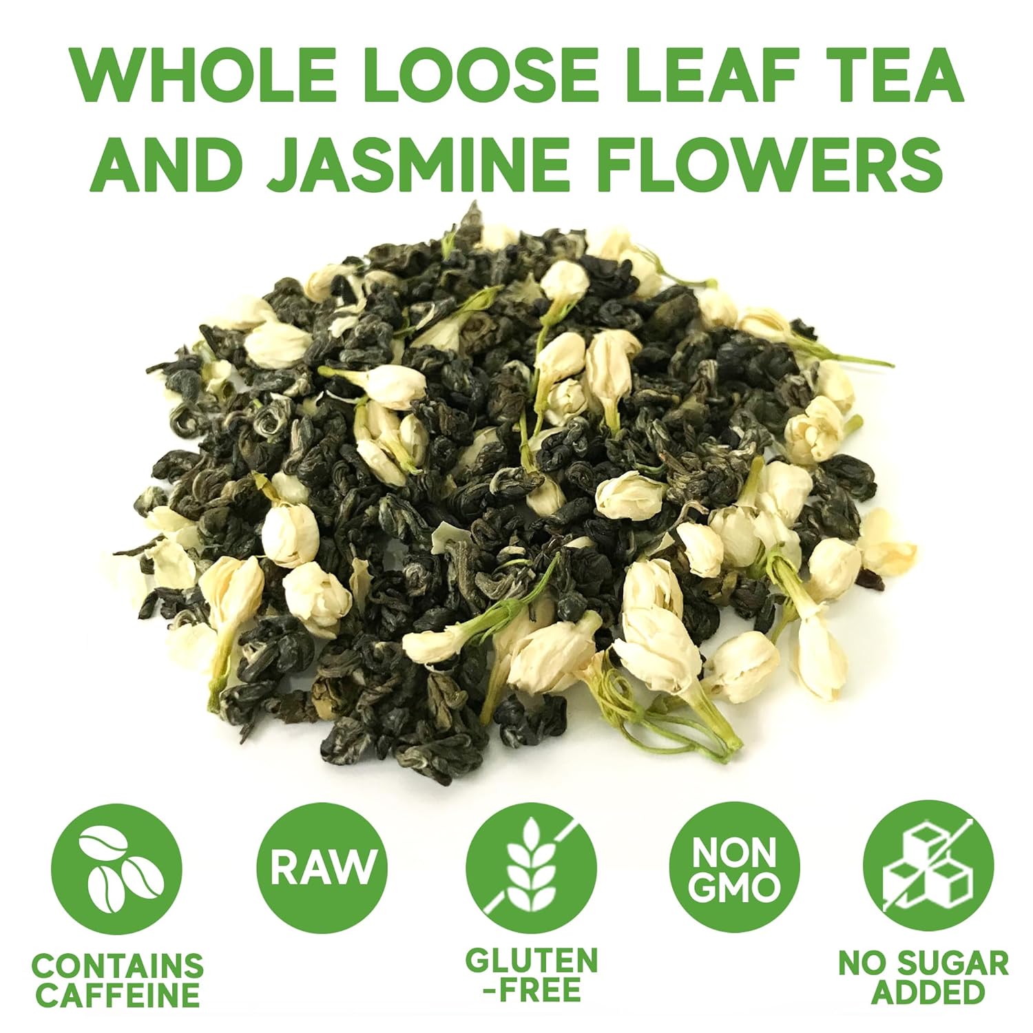 Sou Zen Jasmine Green Tea Loose Leaf Blend 4oz (113g) | Premium Quality Tea Leaves and Flowers | Raw with Naturally Organic Antioxidants | Relaxing and Revitalizing Tea with No Additives - Image 3