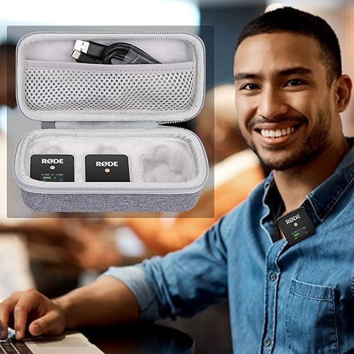 Miniatura 5 de Aenllosi Estuche rígido para Rode Wireless MEGO IIIGO II Sistema de micrófono inalámbrico digital compacto de doble canal (gris)