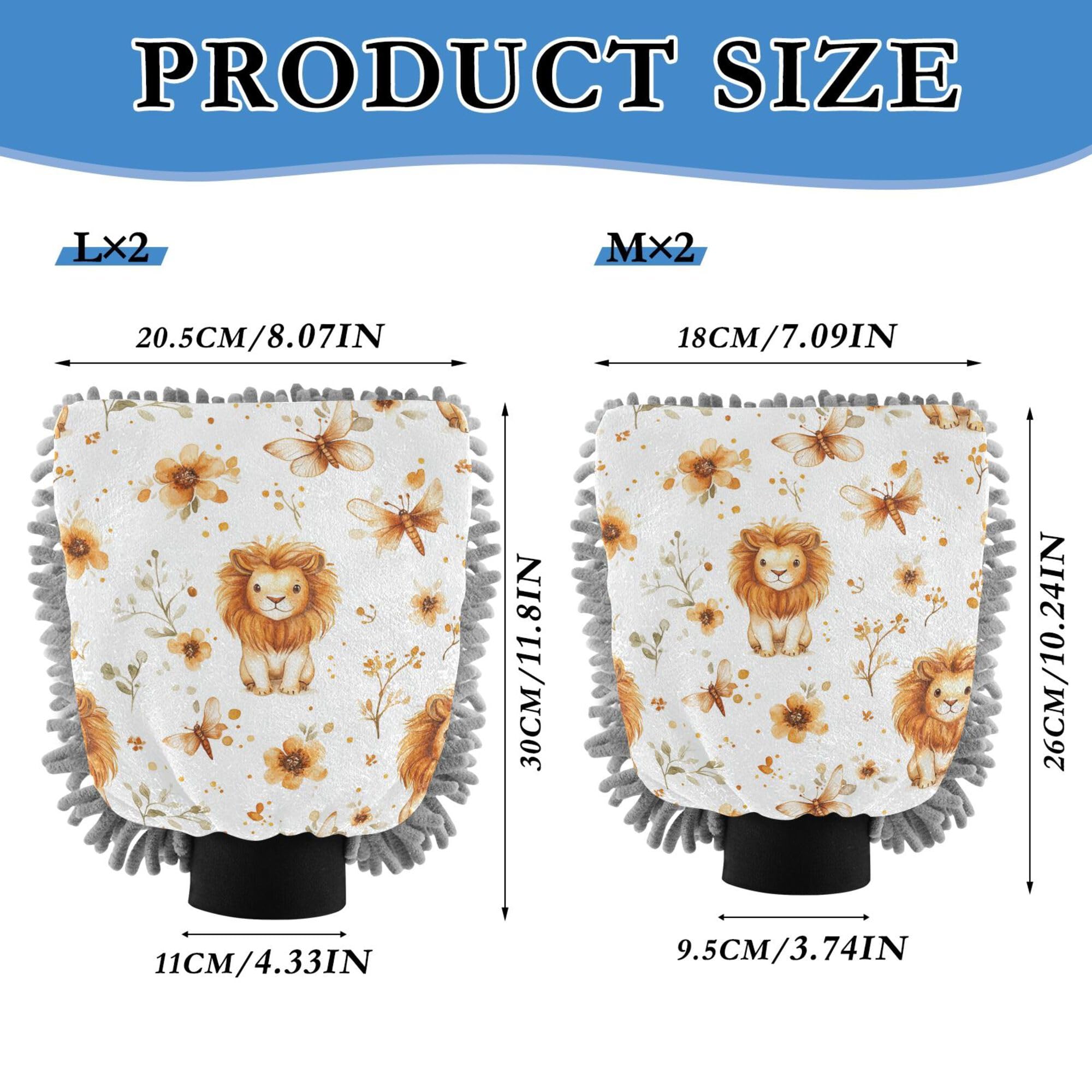 Cute Lion White Wash Mitt for Cars 11.8'' Cars Washing Mitt Scratch Free Clean Sponges for Cleaning Wash