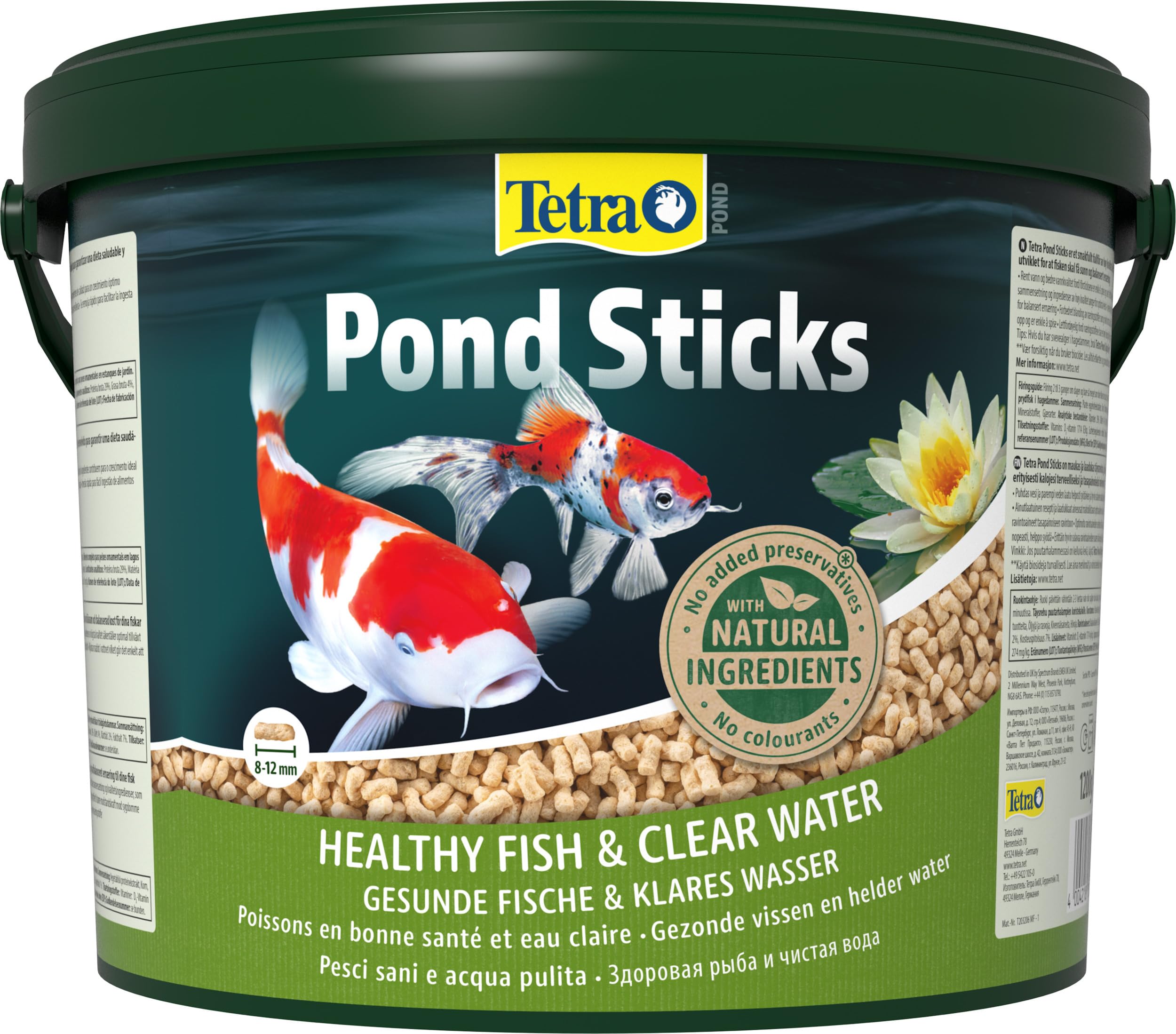 Tetra Pond Sticks - Fischfutter für alle Teichfische, unterstützt gesunde Fische und klares Wasser im Teich, 10 L Eimer