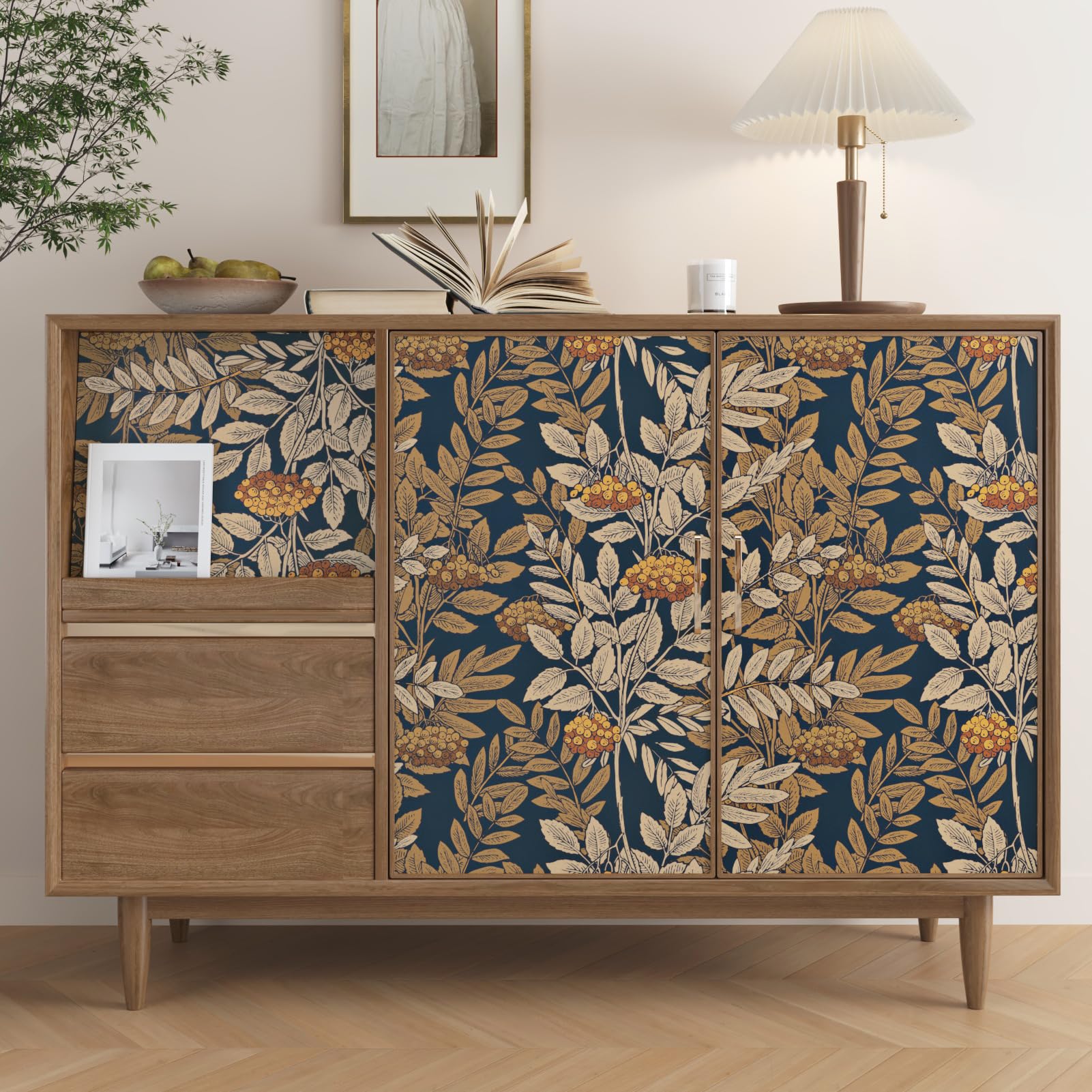 Boho Gold Leaf Peel And Stick Wallpaper - 17.5x102" Removable Ginkgo Pattern Contact Paper