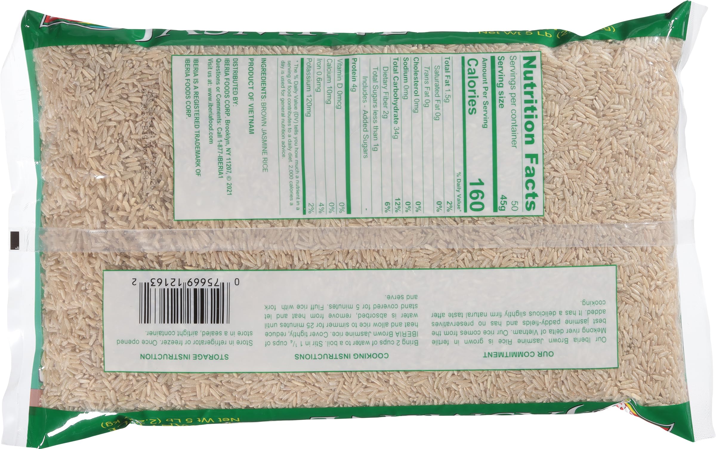 Iberia Brown Jasmine Rice, 5 Lbs.