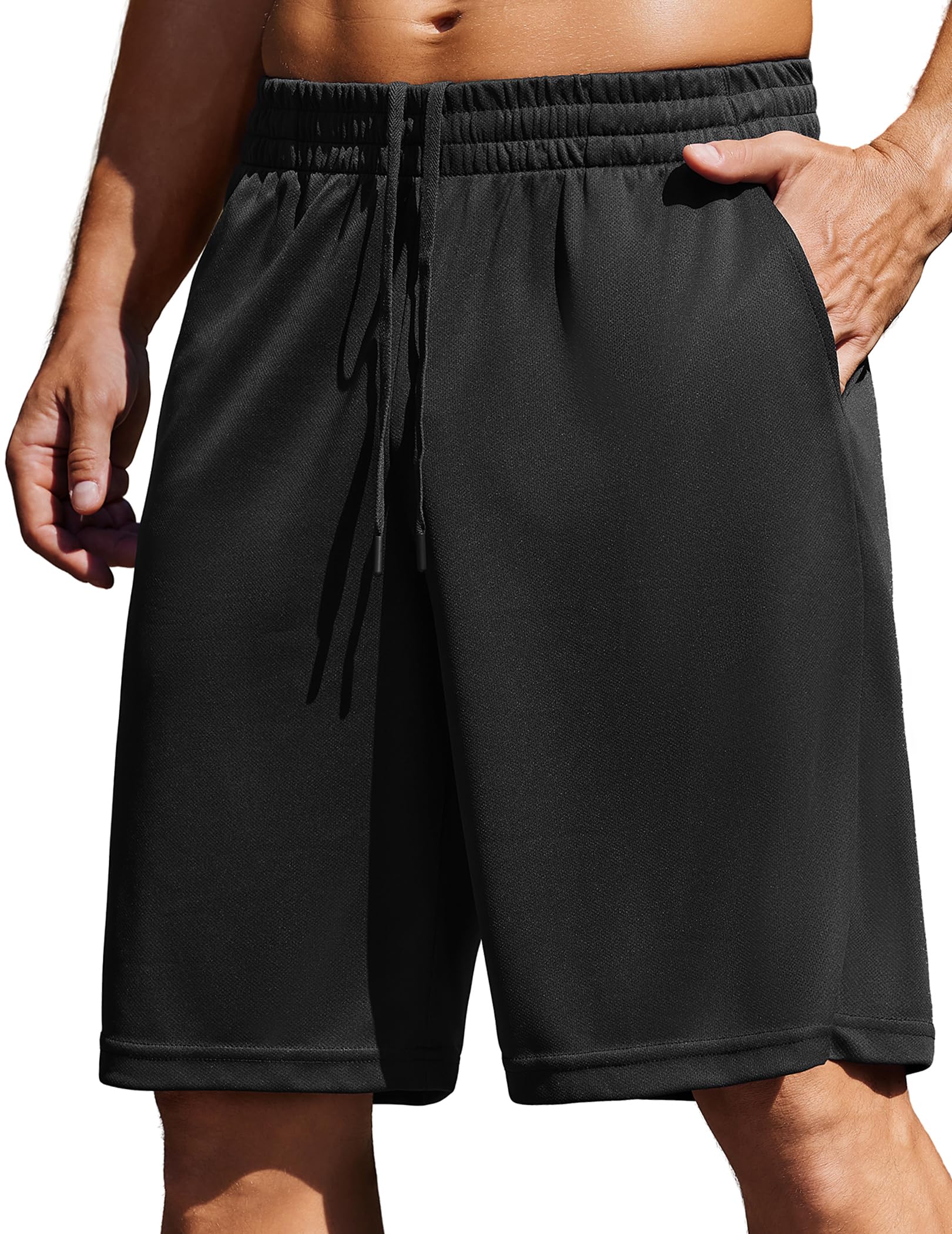 PINSPARK Mens Gym Basketball Shorts with Pockets - 10 Quick Dry Lightweight Mesh Athletic Shorts