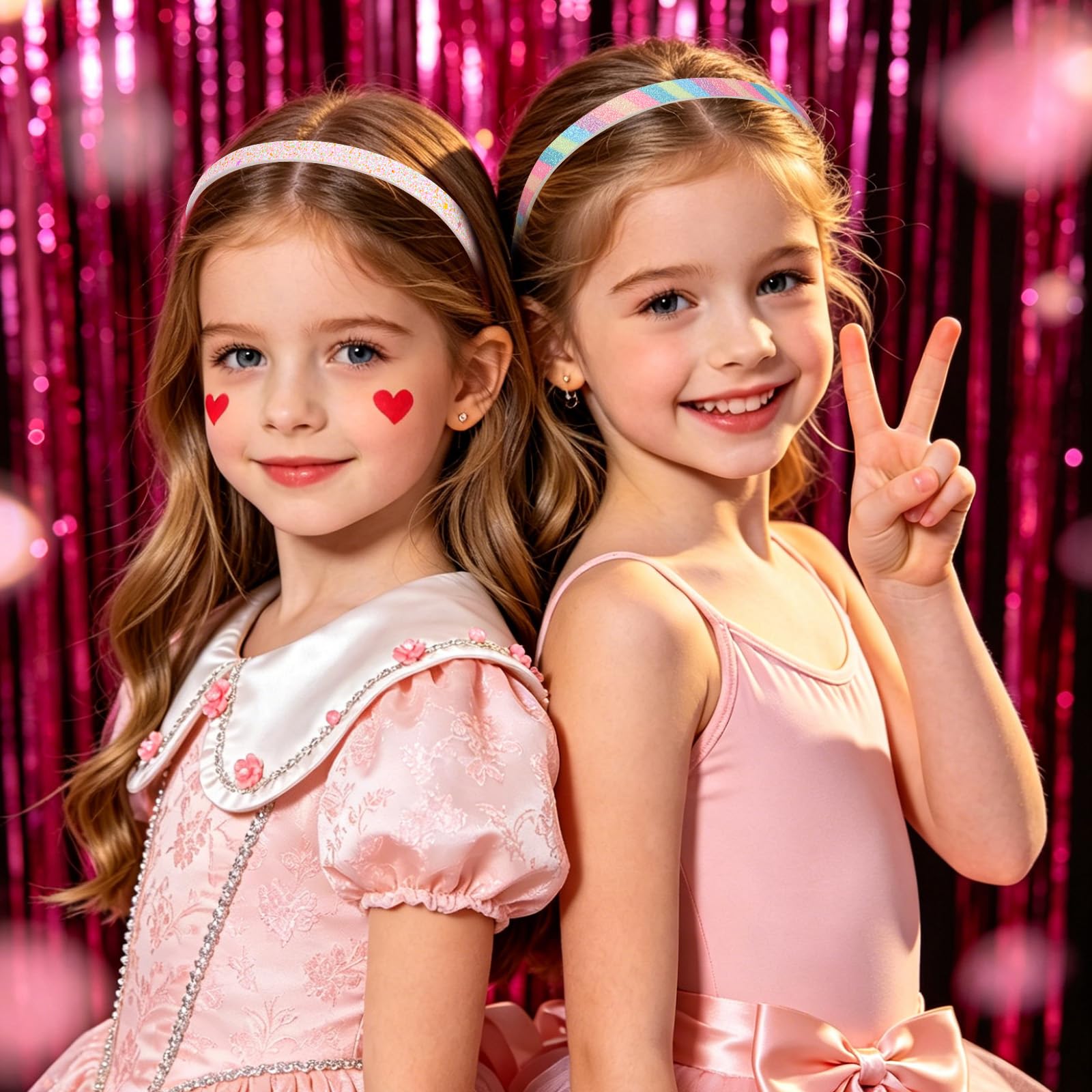 8 fasce per capelli glitterate per ragazze, fasce per capelli arcobaleno sottili con denti scintillanti accessori per capelli con paillettes colorate per bambini e donne