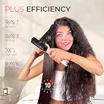 TYMO Anneau Plus Brosse à lisser les cheveux ionique - Peigne de redressage avec des ions négatifs pour les femmes, revêtement en titane, 9 Paramètres de la température & LED Affichage, double tension, outils de styling professionnels
