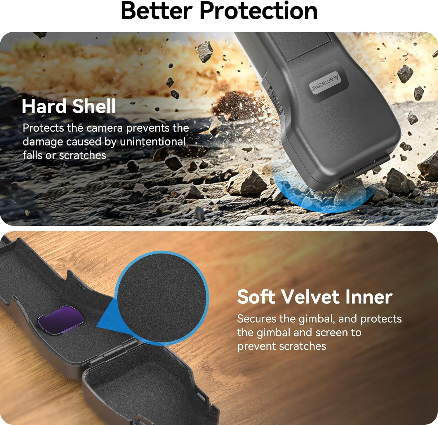 AMAZEAR Gimbal Screen Protective Cover for DJI OSMO Pocket 4/3/Xtra Muse, Pocket4 Accessories Portable Lens Cap Hard Case with Soft Lining for Carry/Protection/Storage, Quick Open/Close, Black