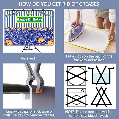 Miniatura 5 de Telón de fondo de fotografía de cumpleaños infantil con rayas azules y blancas 123 para fiesta de cumpleaños, decoración de retrato y fotografía,