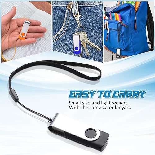 Miniatura 6 de Paquete de 50 unidades flash USB a granel con cordones USB 2.0, unidad de pulgar giratoria, paquete de flash de almacenamiento a granel con luz LED