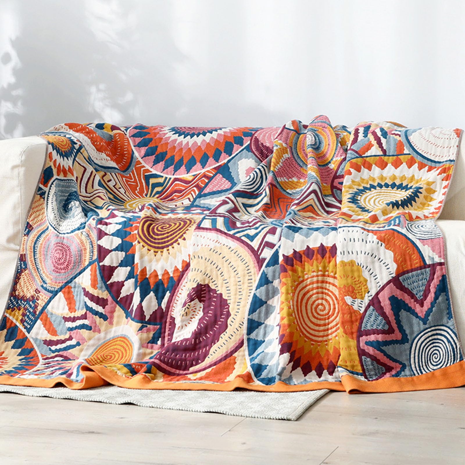 Couverture Cosy 100% coton boho plaid réversible grand lit canapé salon 230x250