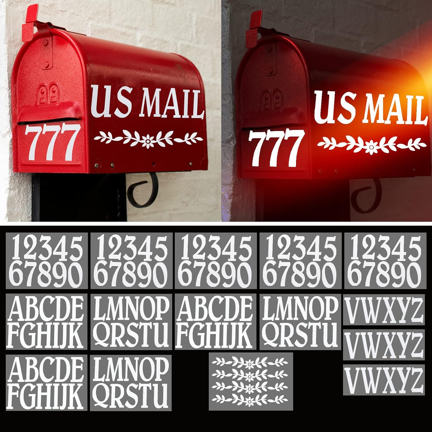 Reflective Mailbox Numbers Stickers for Outside,132 Pcs 3" Self Adhesive Letter and Number Stickers for Address Mailbox,White Vinyl Waterproof Stick on Address House Decals for House Sign Door Cars