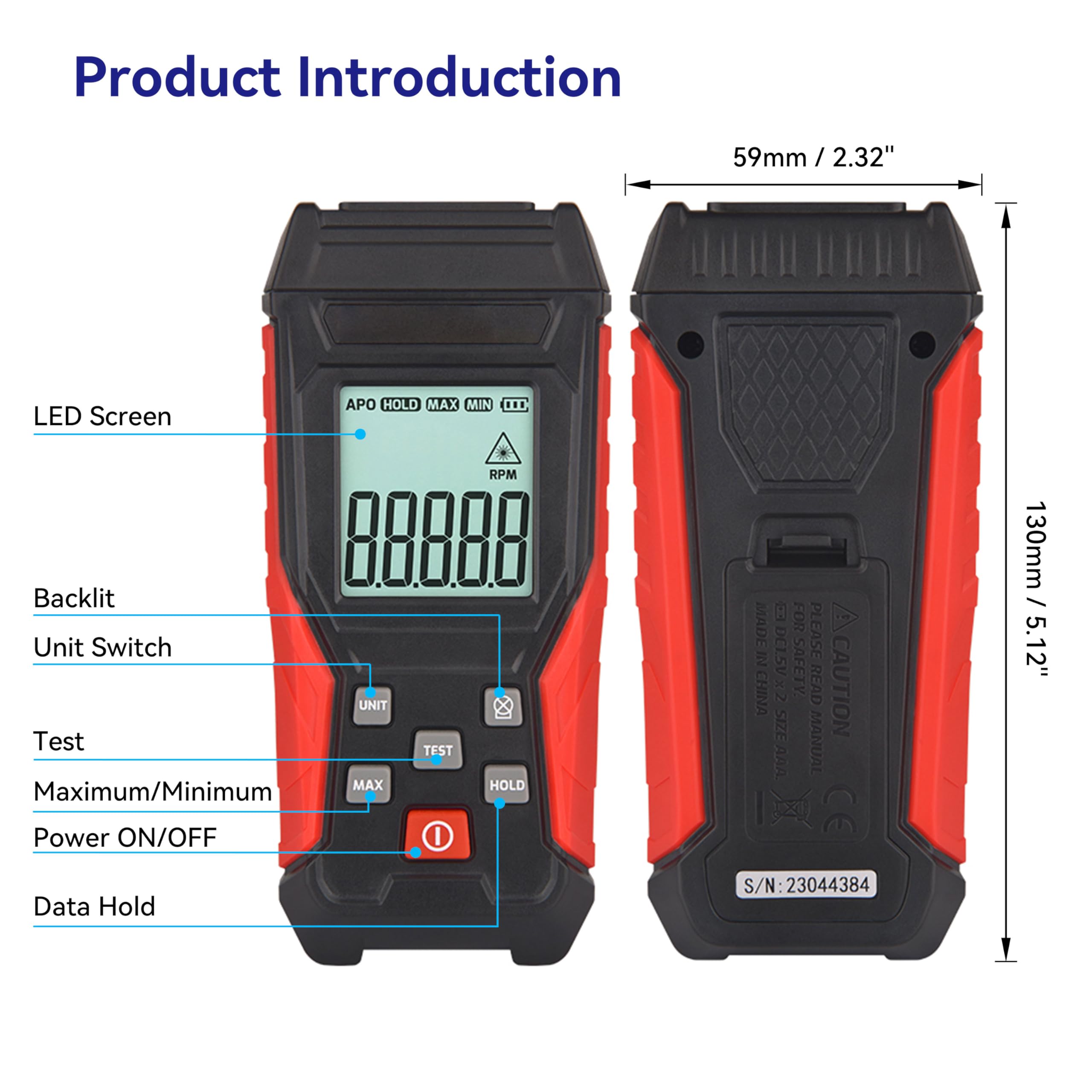 HFS Digital Tachometer - Non-Contact RPM Laser -4 HFS Digital Tachometer - Non-Contact RPM Laser -4