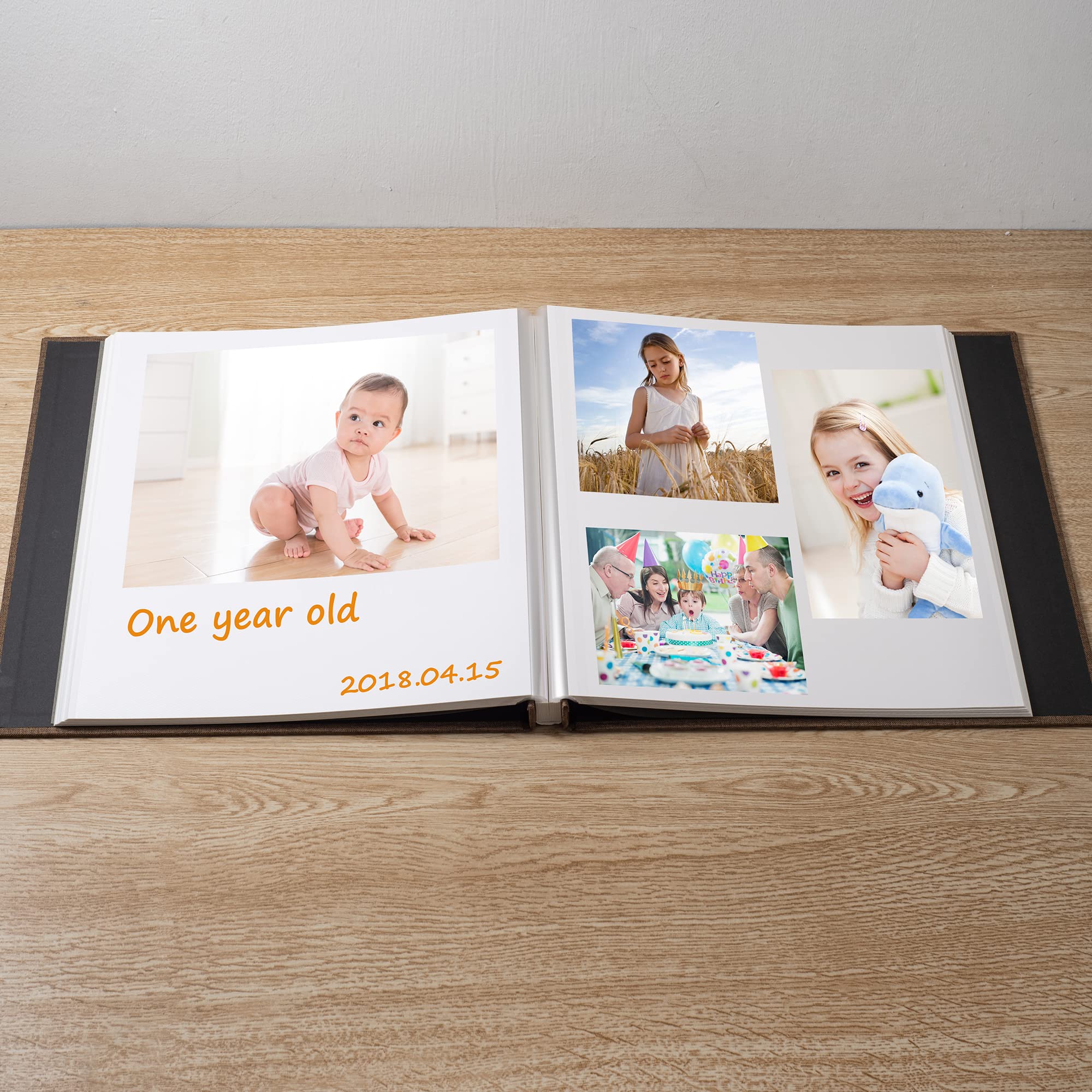 Álbum de fotos con capacidad para fotos de 4 x 6, 5 x 7 y 8 x 10 pulgadas, páginas autoadhesivas para bebés, bodas, viajes y recuerdos familiares, incluye bolígrafo metálico y raspador/libro de