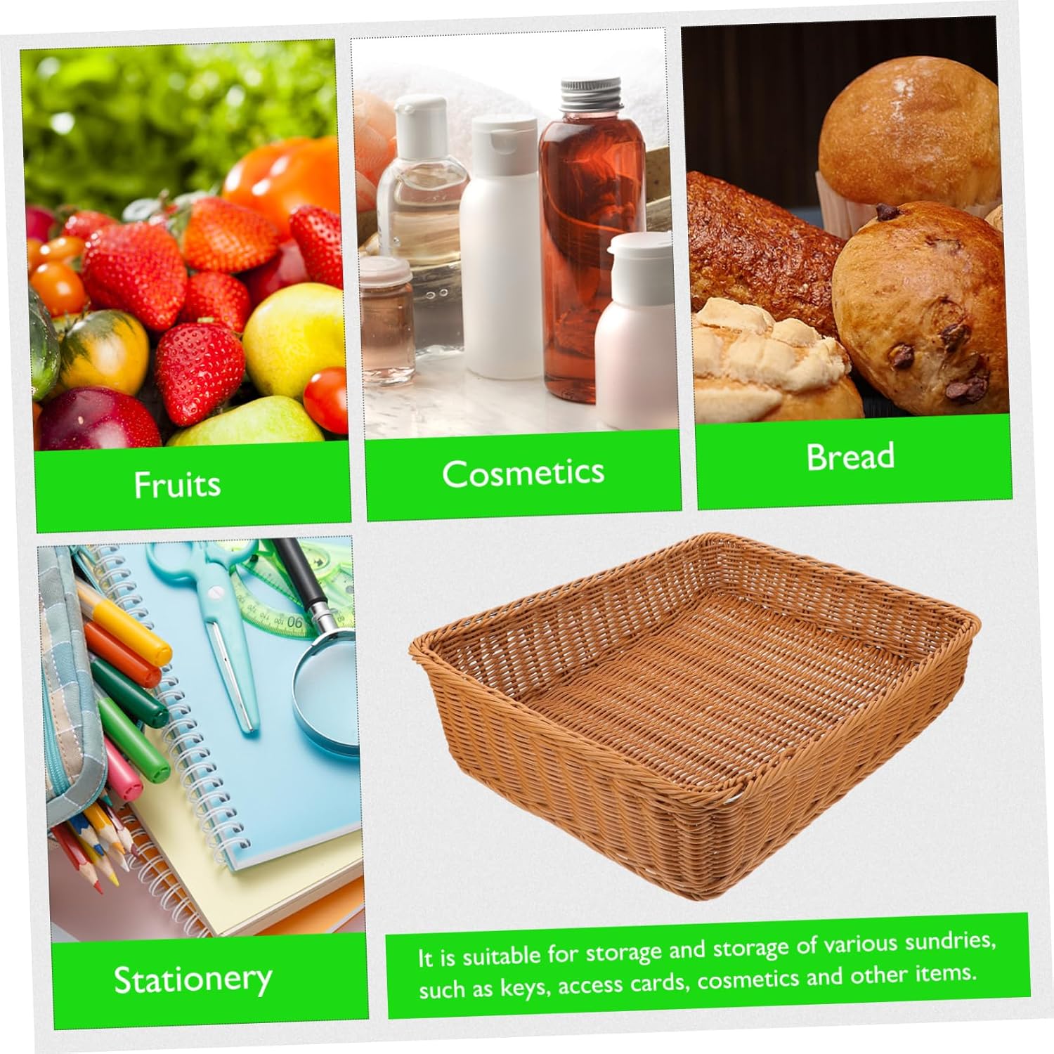 Japanese-style Rattan-like Plastic Storage Basket Multi-Purpose Desktop Organizer for Fruits Snacks and Magazines Lightweight and Versatile for Home Use