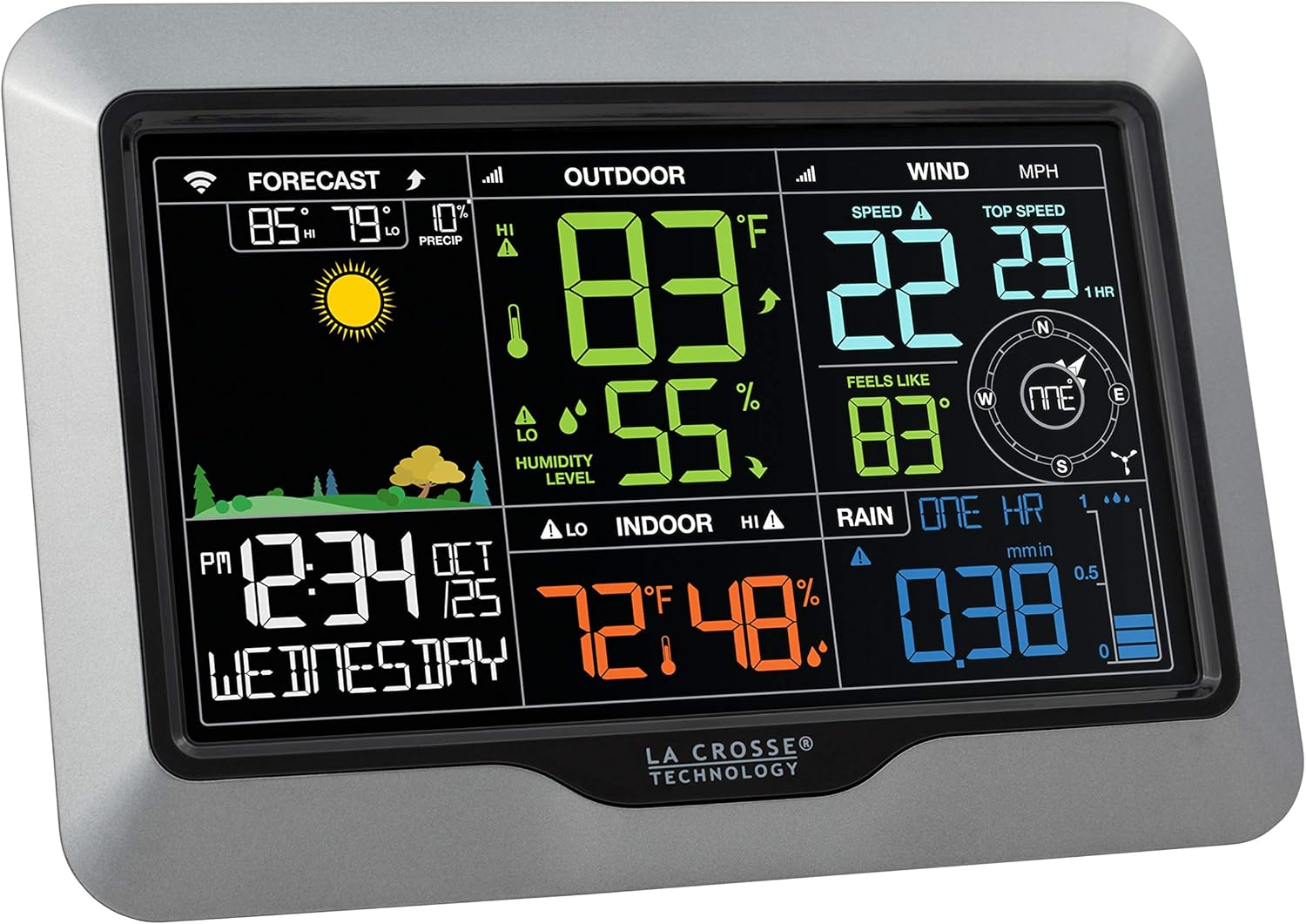 La Crosse Technology V40A-PRO-INT Wi-Fi Professional Weather Center, Silver : Patio, Lawn & Garden