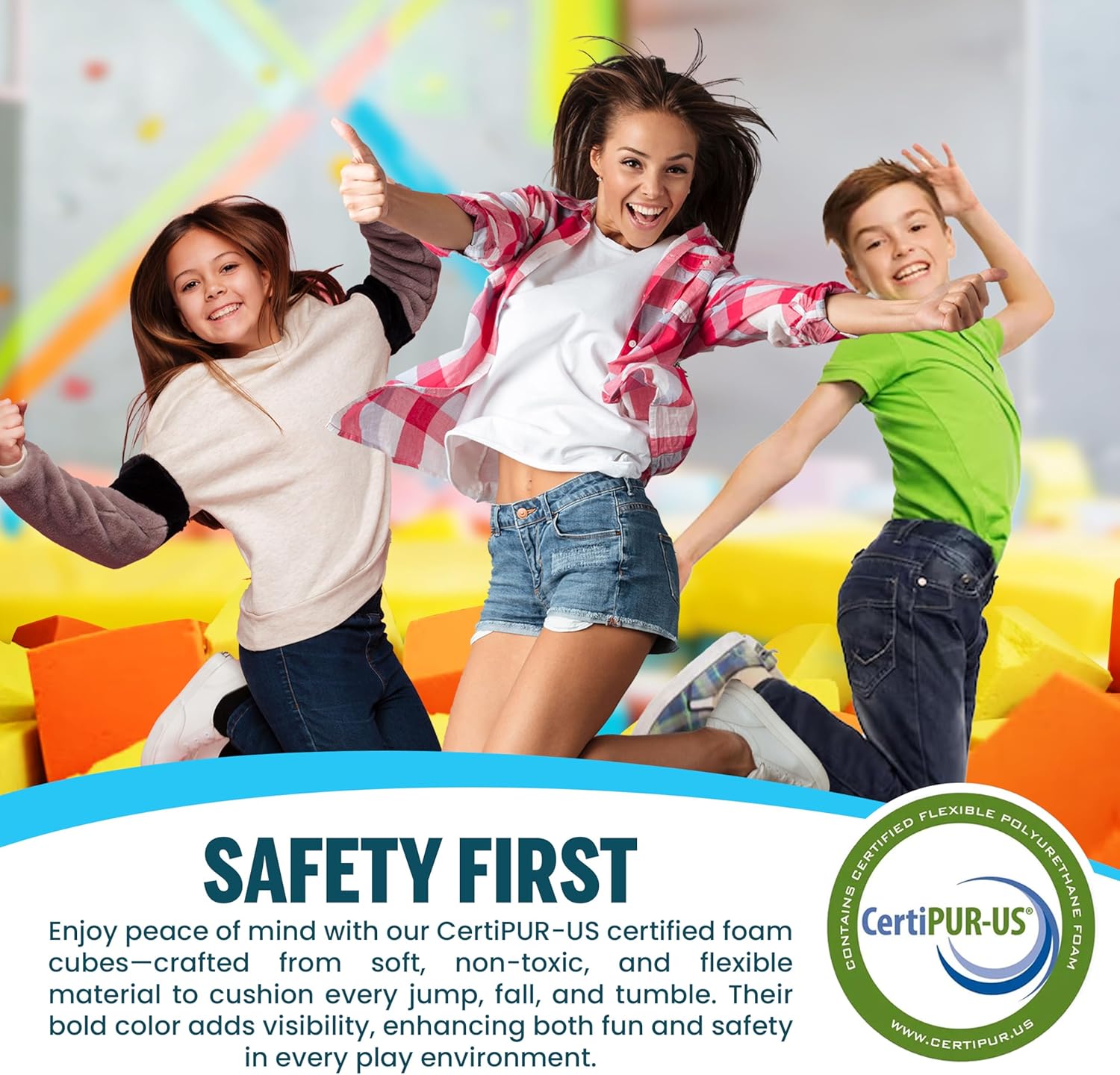 Foamma Charcoal Foam Pit Cubes/Blocks 6” x 6” x 6” 50 Pack for Gymnastics, Freerunning and Parkour Courses, Skateboard Parks, BMX, Trampoline Arenas