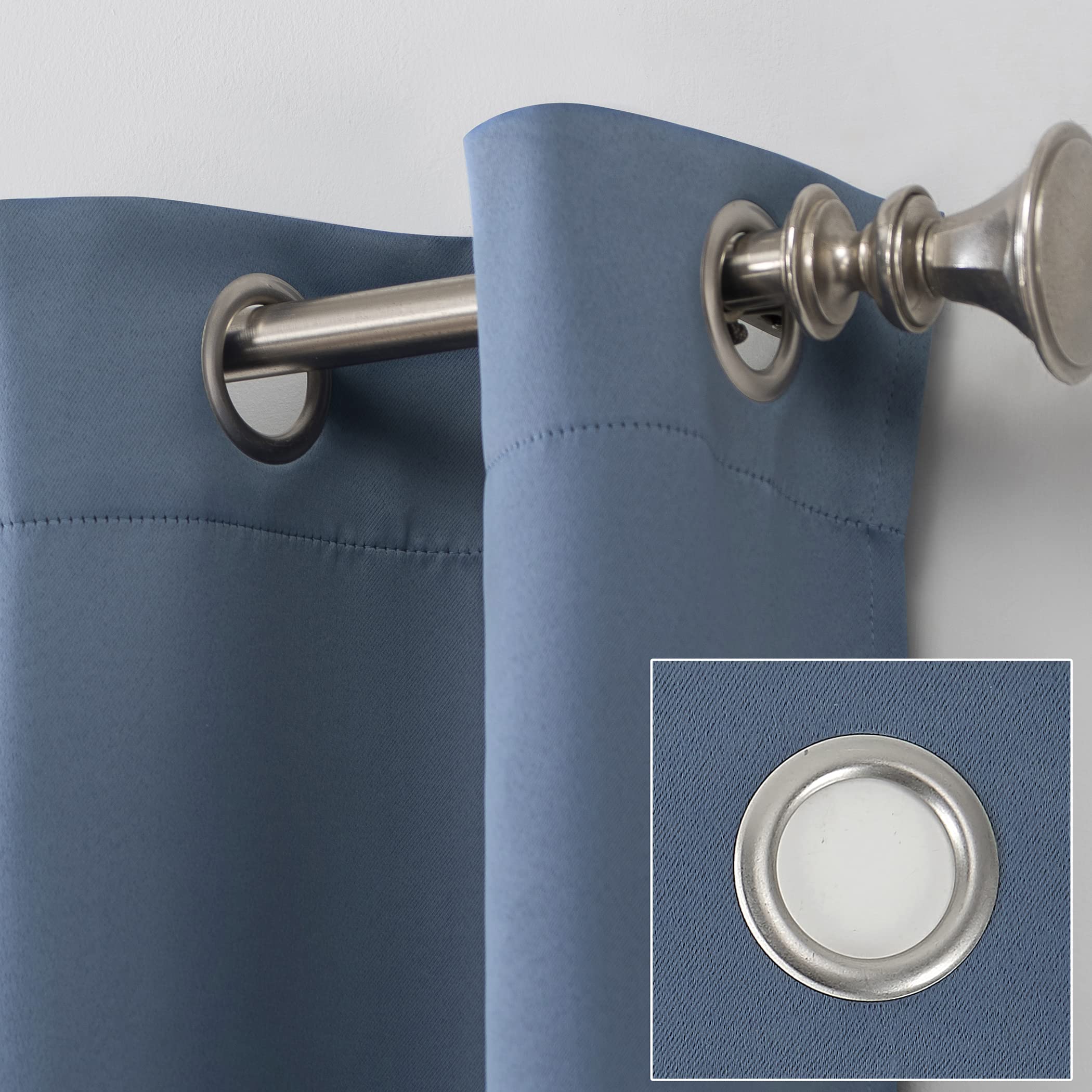 Sun Zero Soho 2-pack Blackout Energy Efficient Grommet Curtain Panel Pair, 54" x 108", Denim Blue, W 54" x L 108" (2 Panels) - Image 2