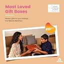 Omay Foods Joyful Delights Rakhi Gift Hamper for Kids | 7 Pcs | Healthy Snacks, Chocolate, Pop-It Keychain & Kids Rakhi | Rakhi Box for Boys Girls and Nephew | Children Rakhi Gift gallery image