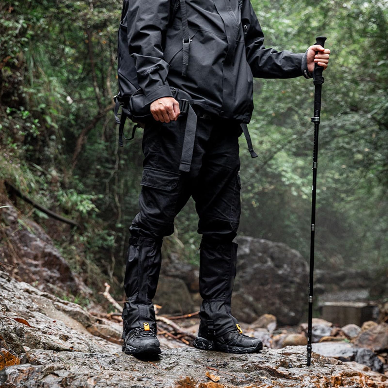 Polainas de Nieve, Polainas Ajustables for Exteriores, for Senderismo en Barro,y Nieve, Caza, Escalada o esquí, Unisex(Black,XS)