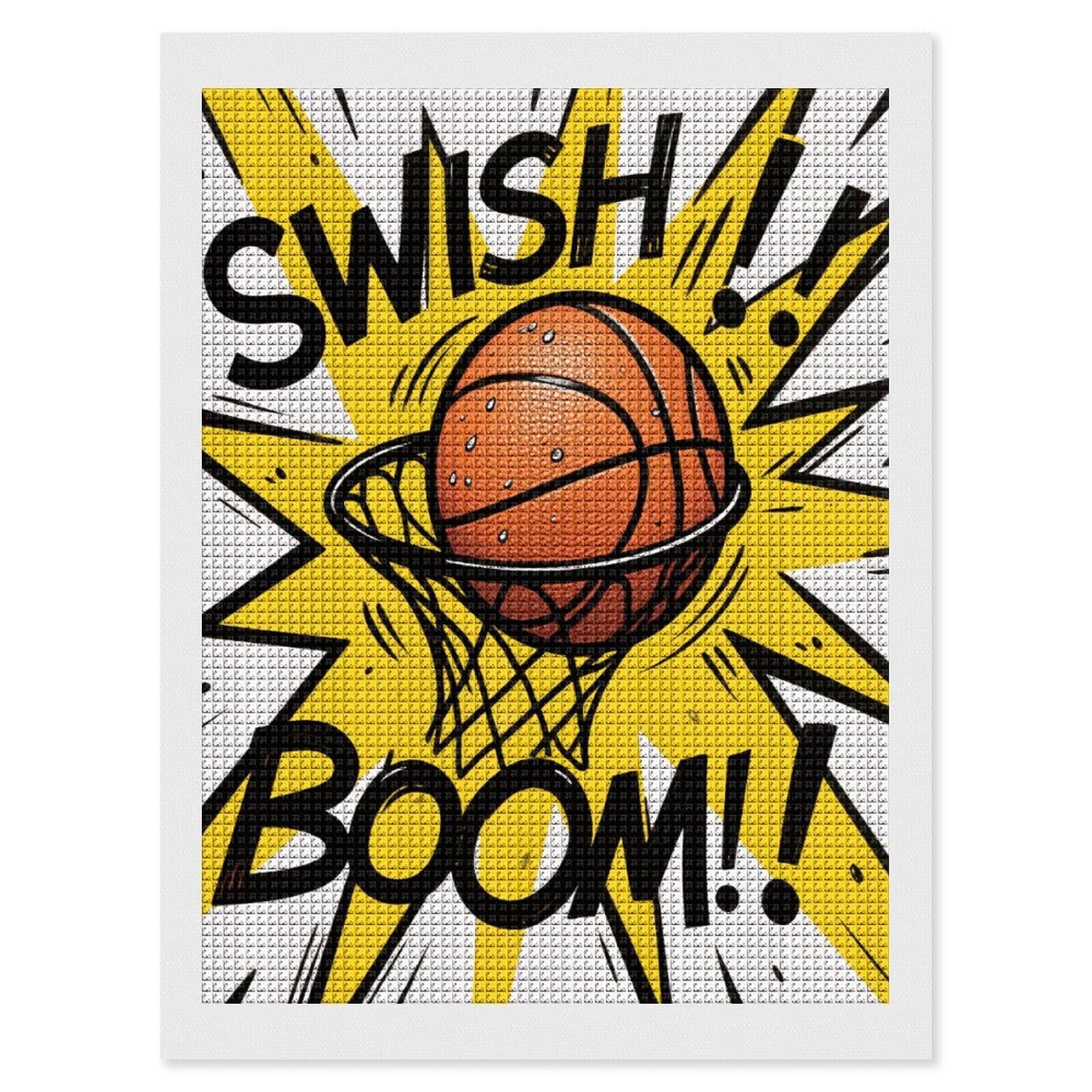 FodPand Basketball 5D Diamond Painting Kits for Adults Beginners Full Drill Square Diamond Dots Pictures Gem Art Supplies for Home Wall Room Decoration DIY Craft Set Gift 12x16