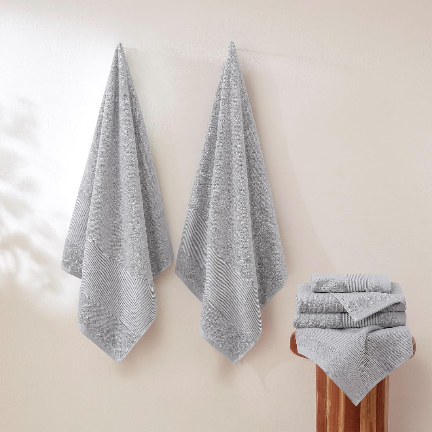 Modern Threads Air Cloud 6-Piece Towel Set - 100% Zero-Twist Cotton, 500 GSM, Quick Dry & Plush, Gray