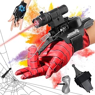 Spider Web Shooter with Infrared, Electric Reel-in Spider Web-Shooters Launcher String Toy [9.5ft Range], Cool Gadgets Stuff Toy for Halloween Kids Superhero Role-Playing, DarkBlack