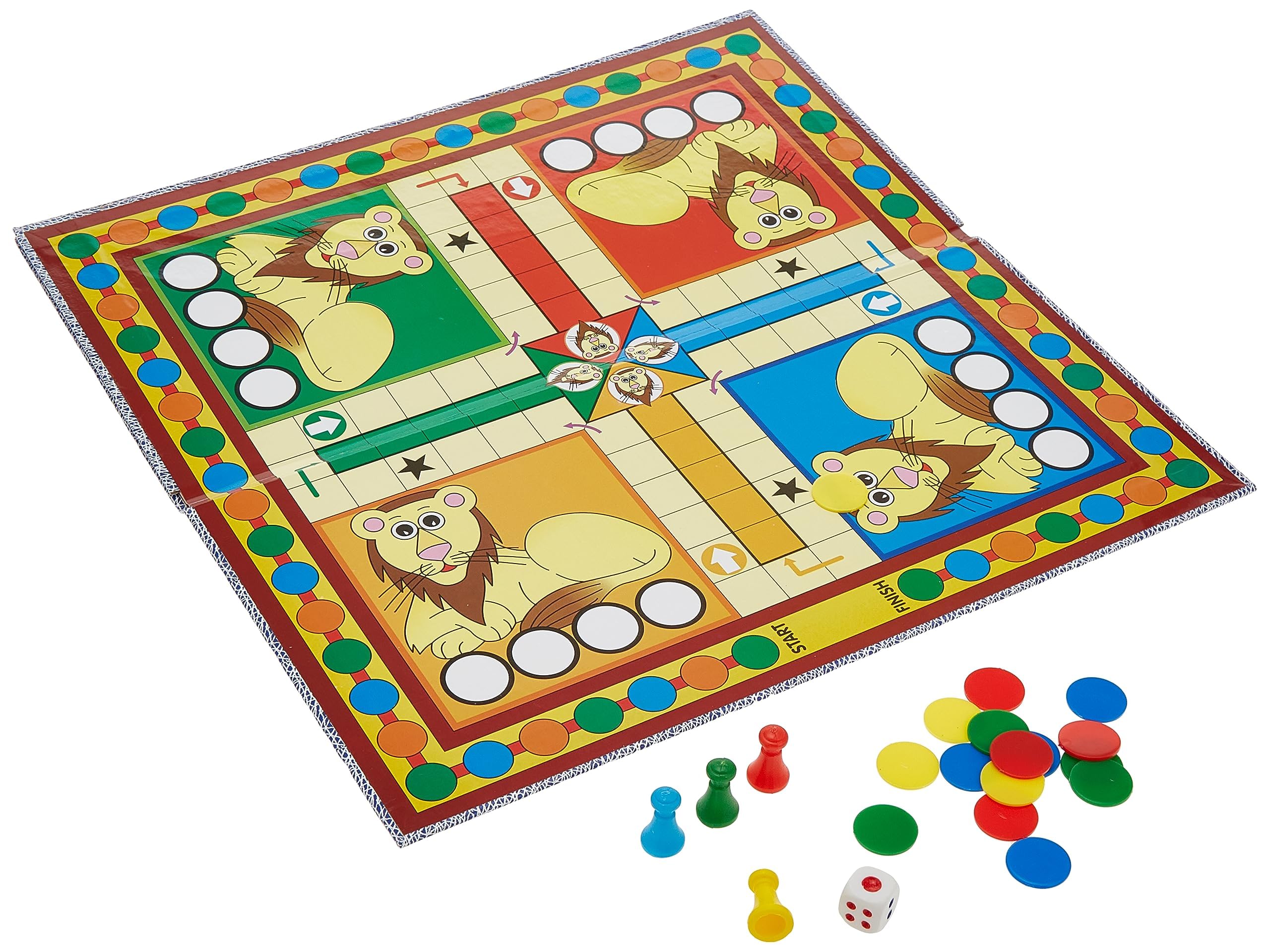 Creative's Snakes And Ladders Ludo| Fun Board Game for kids| Family & Friends Ludo Game| Travel Board Game| Ages -4 & Up |1 Dice | 16 Play Pieces| Indoor Ludo Board Game