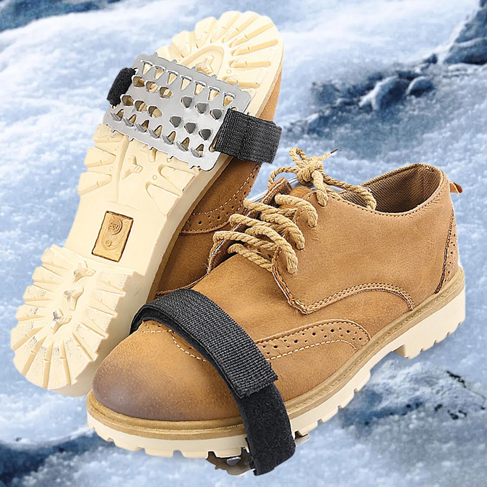 Ice Shoes Grippers - Non-Slip Gripper Spikes | Snow Ice Climbing Shoe Cover | Ice Cleats Traction Snow Grips for Boots Shoes | Ice and Snow Spikes | Overshoe Crampons for Hiking Mountaineering