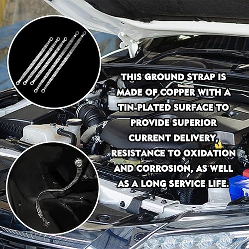 Miniatura 4 de 5 correas universales de tierra automotriz, 2 piezas de 13 pulgadas x 12 pulgadas y 3 cables de tierra de cobre de 10 pulgadas x 12 pulgadas,
